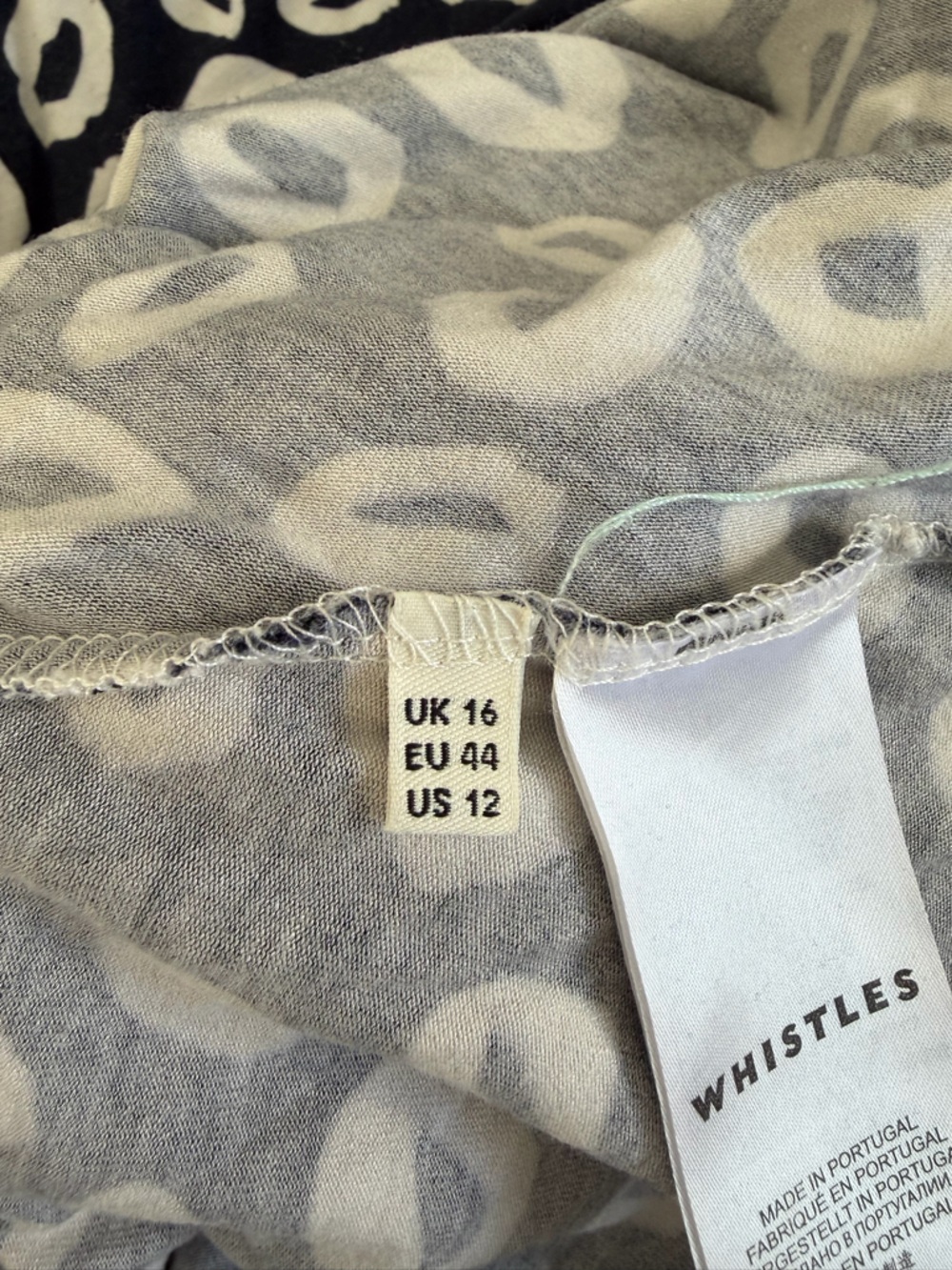 Whistles Navy Abstract Spot Ruched Dress Size 12 UK 16 Stretch Jersey Sheath - Picture 5 of 7